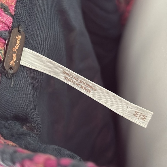 Free People Jeal Bohemian Floral Cutout Dress Pink Long Sleeve Dress Medium - Picture 9 of 12